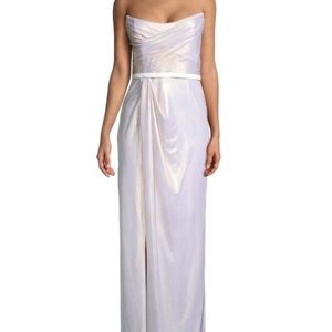 Marchesa notte silver strapless gown